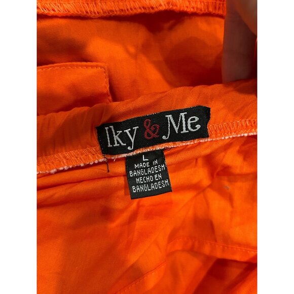 Iky & Me NWT Ruffled Orange Sleeveless Blouse With Peplum Hem Tie Back - Picture 5 of 9